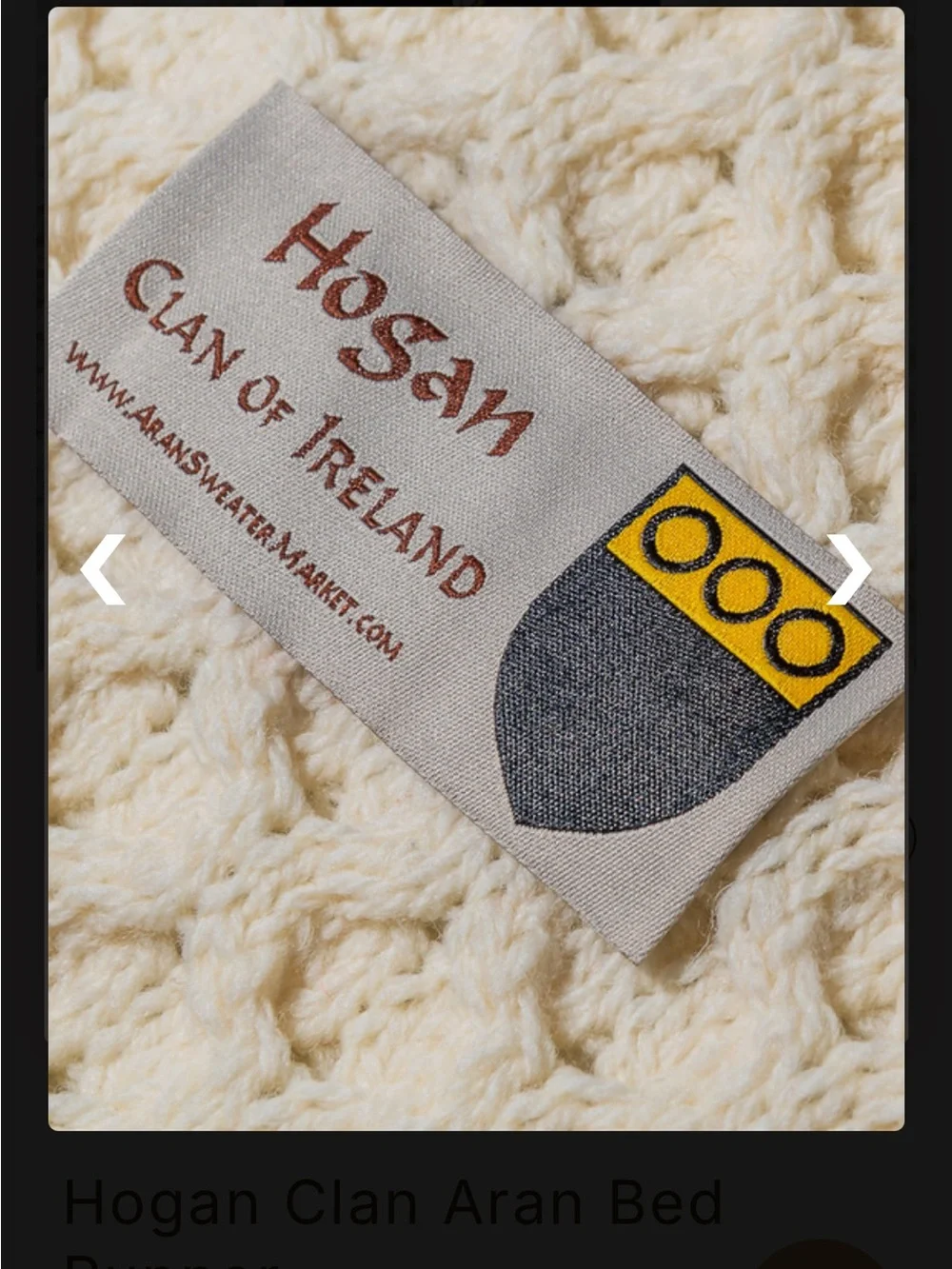 Aran Sweater Market Hogan Clan Cream Cable Knit Bed Runner White NWT